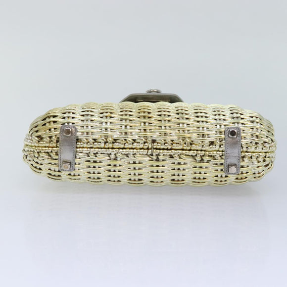 Salvatore Ferragamo Gancini Handtasche Korb Silber Gold Auth 89809A