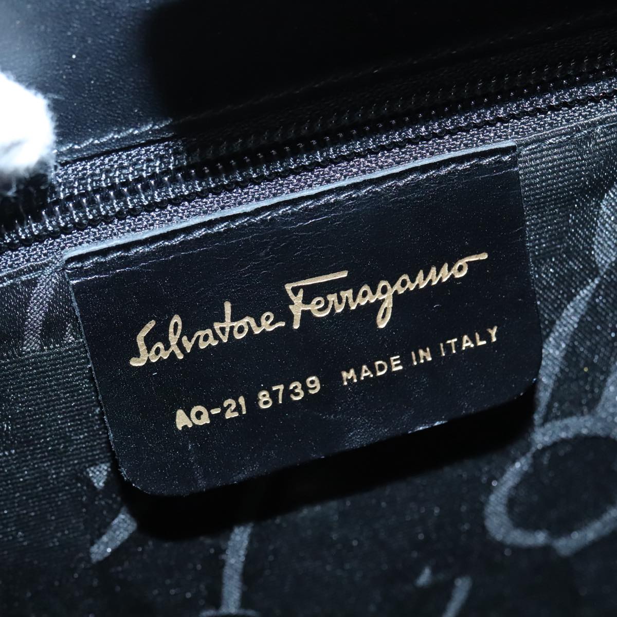 Salvatore Ferragamo Hand Bag Leather 2way Black Auth 89812