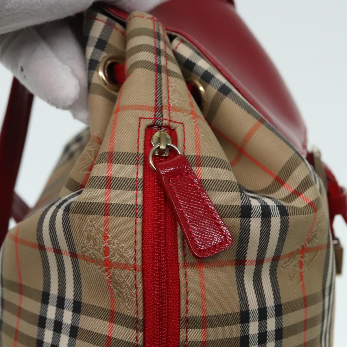 BURBERRY Nova Check Backpack Beige Red Auth 89821