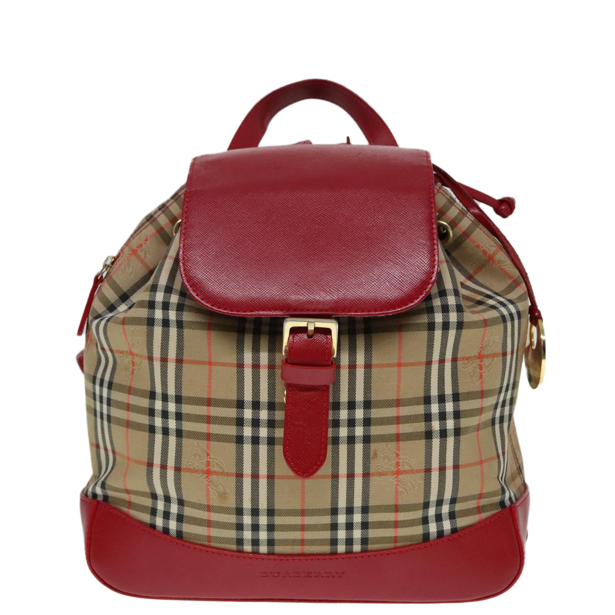 BURBERRY Nova Check Backpack Beige Red Auth 89821