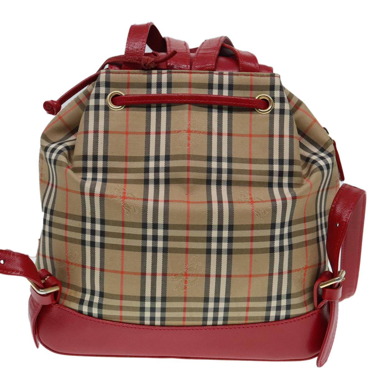 BURBERRY Nova Check Backpack Beige Red Auth 89821 - 0