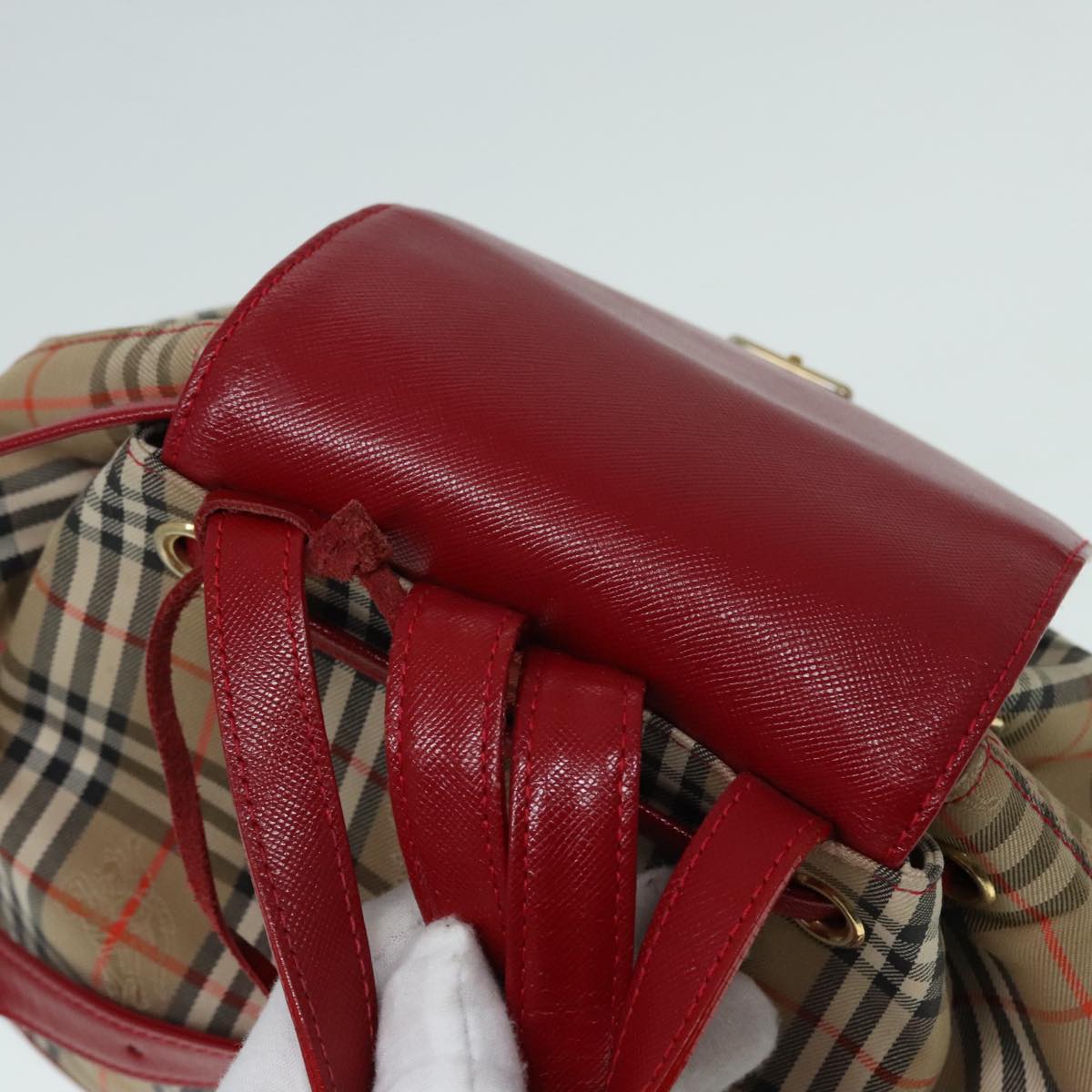 BURBERRY Nova Check Backpack Beige Red Auth 89821