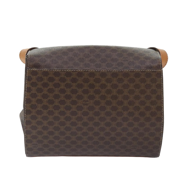 CELINE Macadam Canvas Umhängetasche PVC Leder Braun Auth 89824