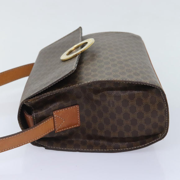 CELINE Macadam Canvas Umhängetasche PVC Leder Braun Auth 89824