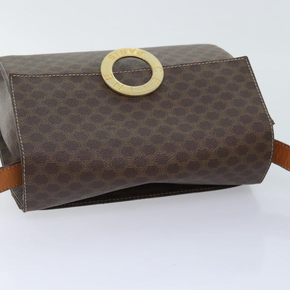 CELINE Macadam Canvas Umhängetasche PVC Leder Braun Auth 89824