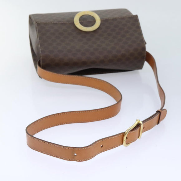 CELINE Macadam Canvas Umhängetasche PVC Leder Braun Auth 89824