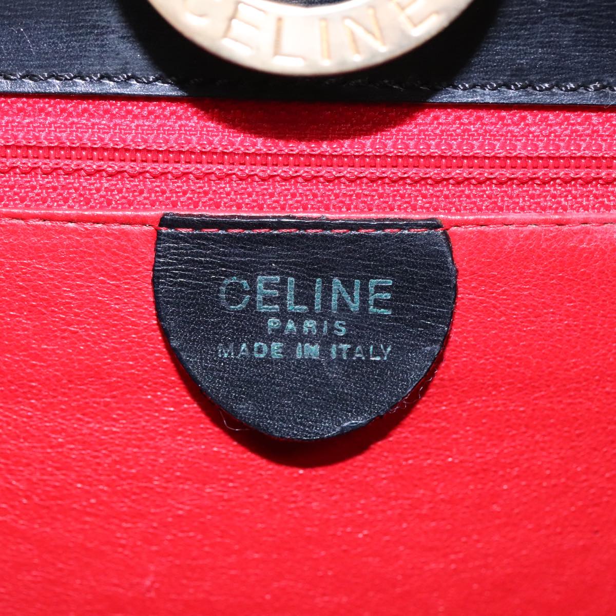 CELINE Shoulder Bag Leather Black Auth 89826