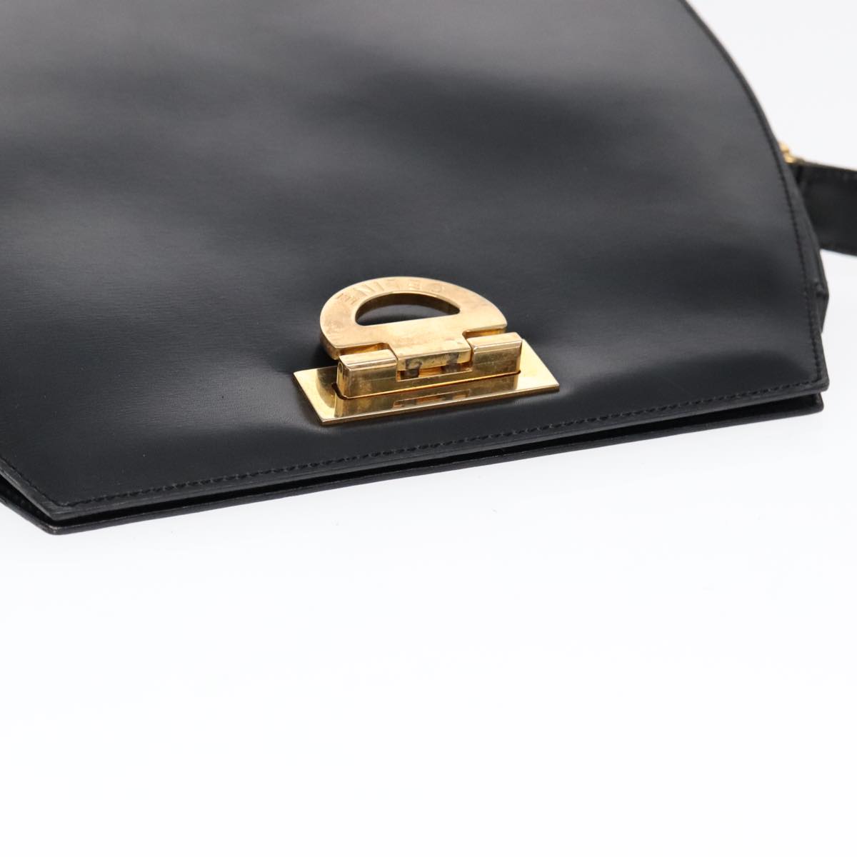 CELINE Shoulder Bag Leather Black Auth 89826