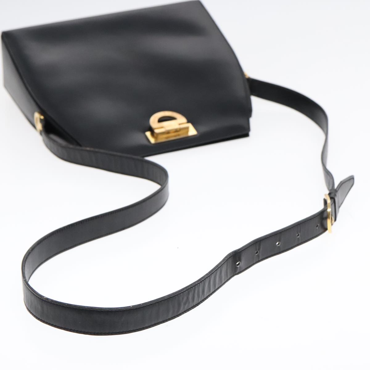 CELINE Shoulder Bag Leather Black Auth 89826