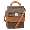 CELINE Macadam Canvas Shoulder Bag PVC Leather Brown Gold Auth 89829-1