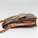 CELINE Macadam Canvas Shoulder Bag PVC Leather Brown Gold Auth 89829-4
