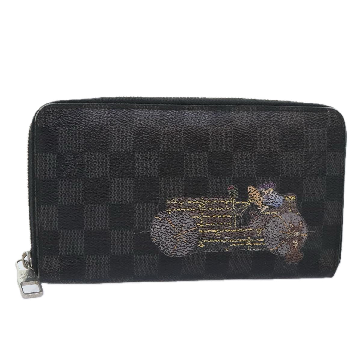 LOUIS VUITTON Damier Graphite Illustre Zippy Organizer Wallet N63002 Auth 89838