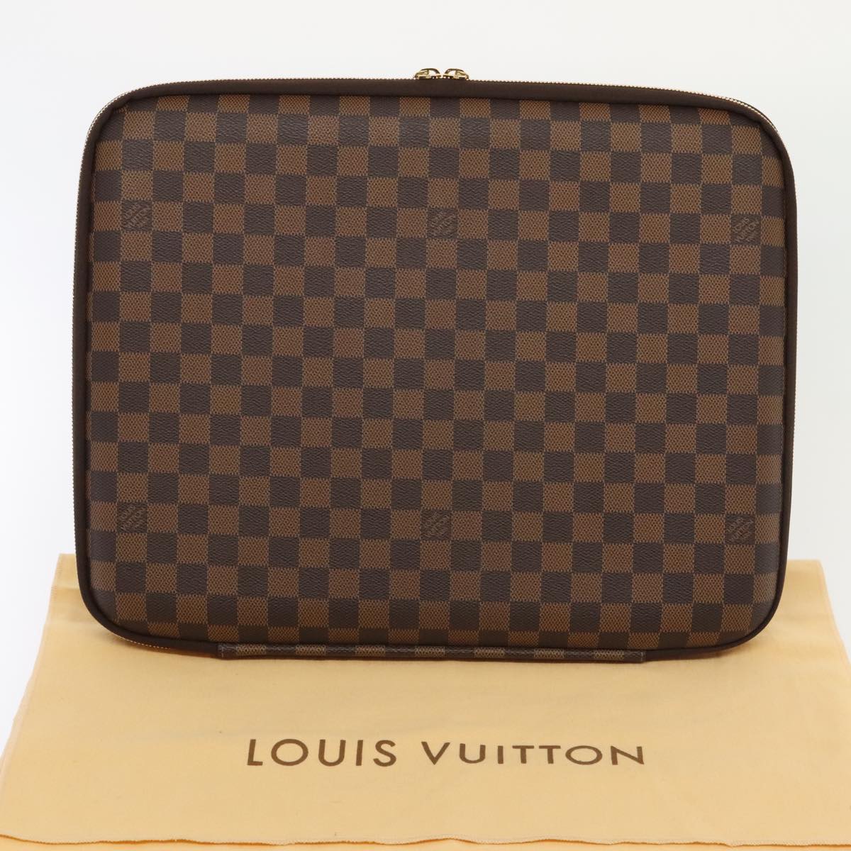 LOUIS VUITTON Damier Ebene Computer Sleeve MM PC Case N58023 LV Auth 89889A