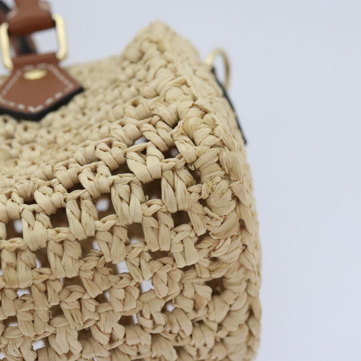 LOUIS VUITTON Nano Speedy Hand Bag Raffia Leather Beige M83525 LV Auth 89904S