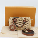 LOUIS VUITTON Nano Speedy Hand Bag Raffia Leather Beige M83525 LV Auth 89904S-12