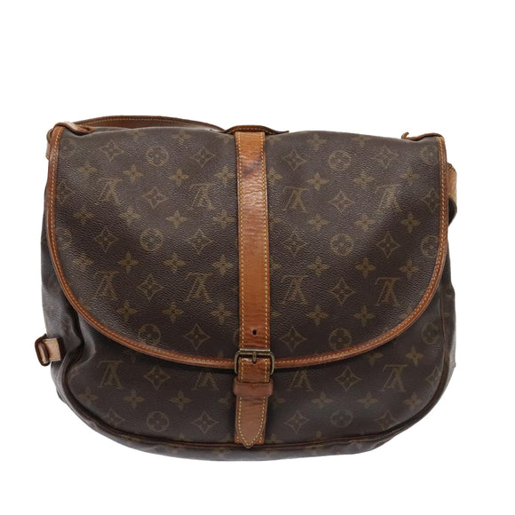 LOUIS VUITTON Monogram Saumur 35 Shoulder Bag M42254 LV Auth 89975