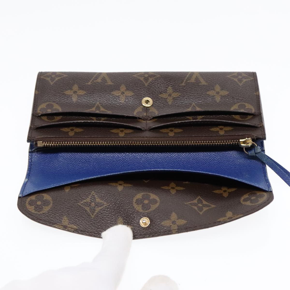 LOUIS VUITTON Monogram Portefeuille Emily Long Wallet Blue M60138 LV Auth 90035