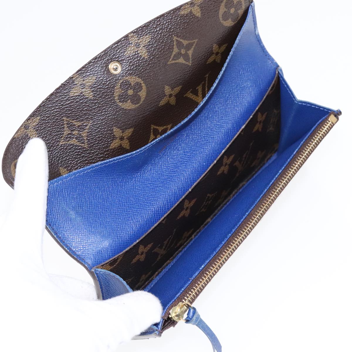 LOUIS VUITTON Monogram Portefeuille Emily Long Wallet Blue M60138 LV Auth 90035