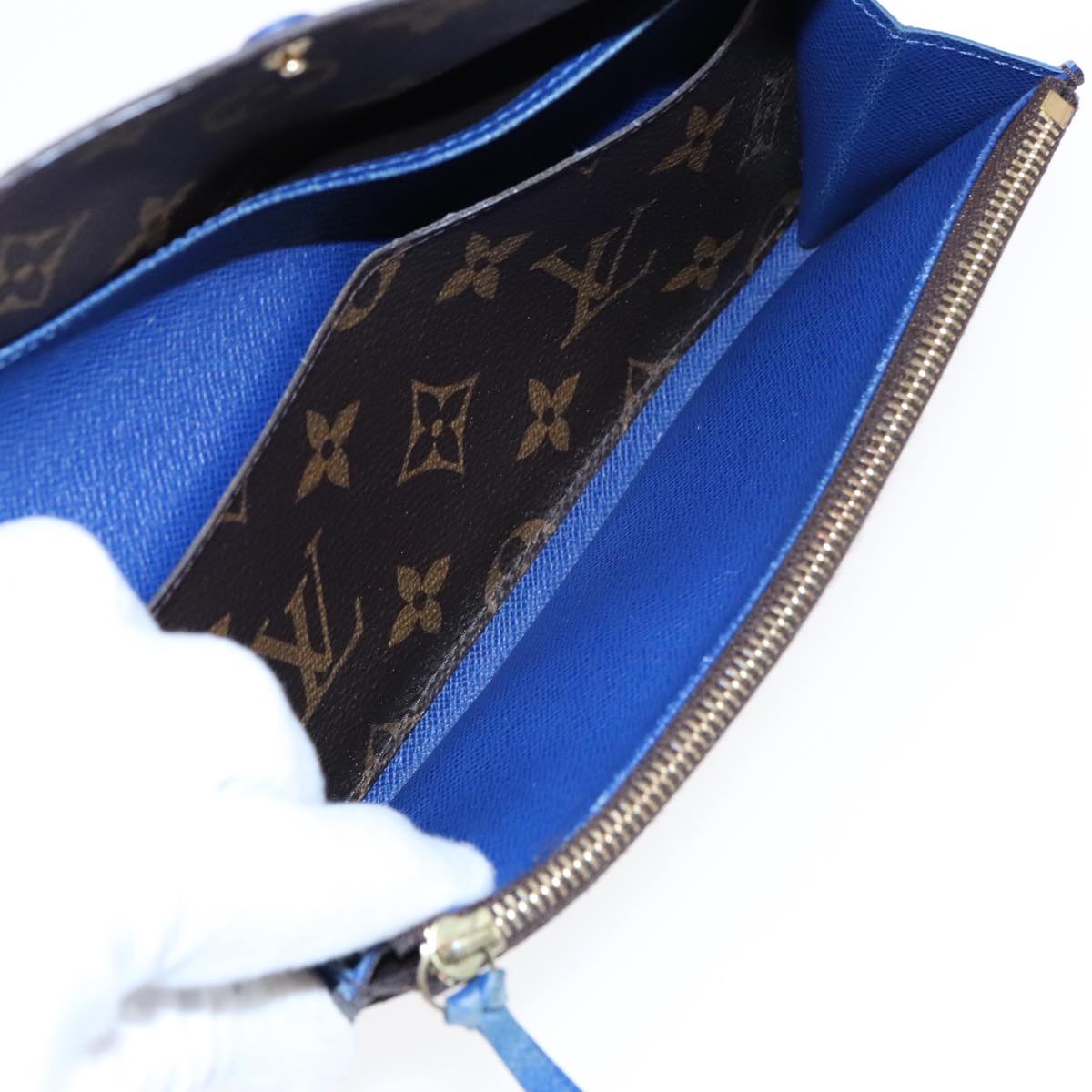 LOUIS VUITTON Monogram Portefeuille Emily Long Wallet Blue M60138 LV Auth 90035