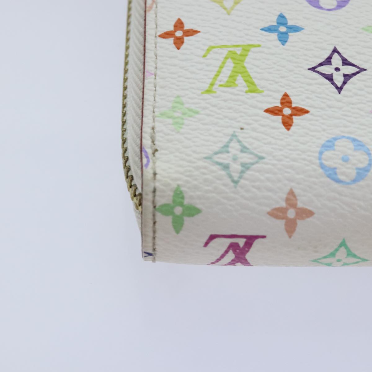 LOUIS VUITTON Monogram Multicolor Zippy Wallet White M60241 LV Auth 90036