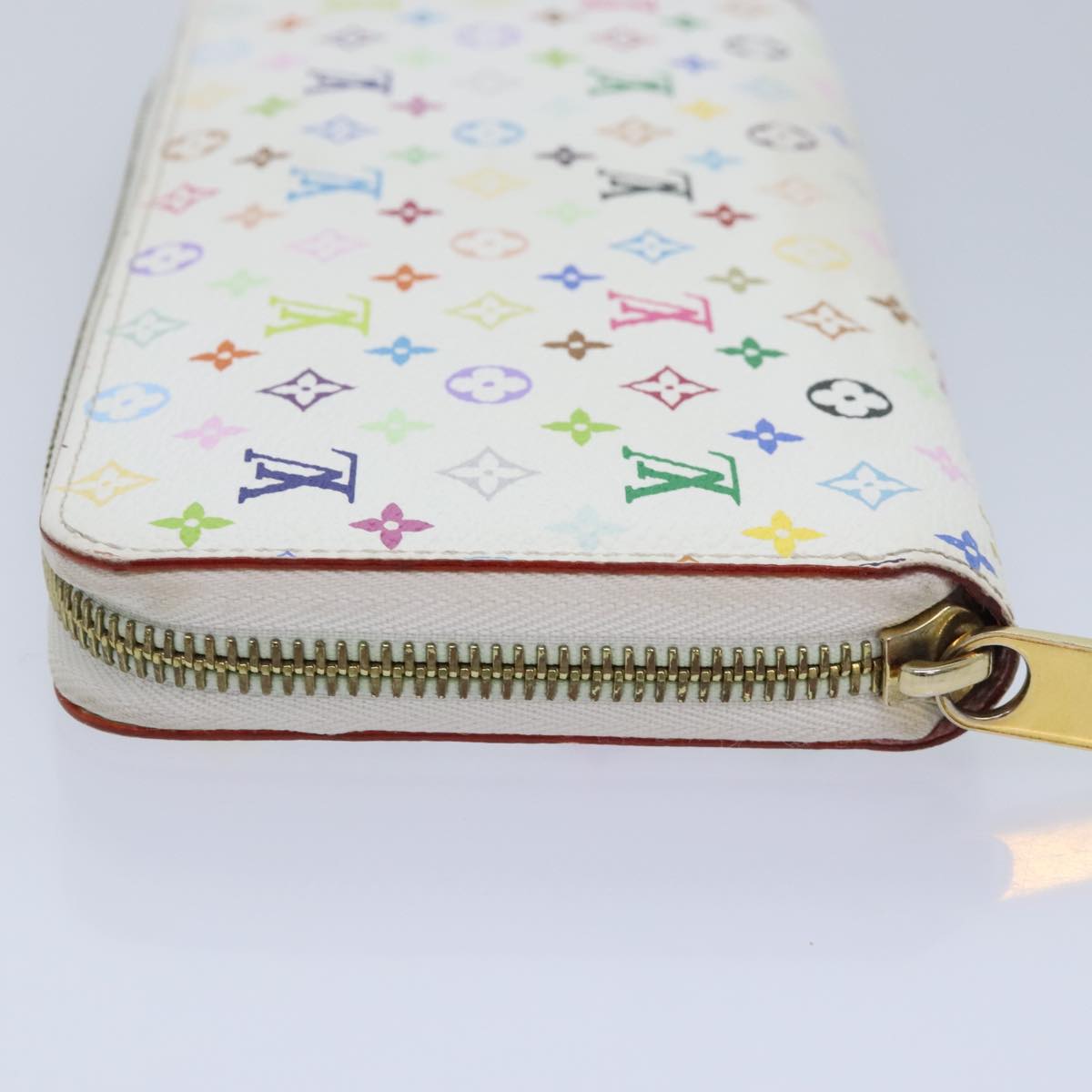 LOUIS VUITTON Monogram Multicolor Zippy Wallet White M60241 LV Auth 90036