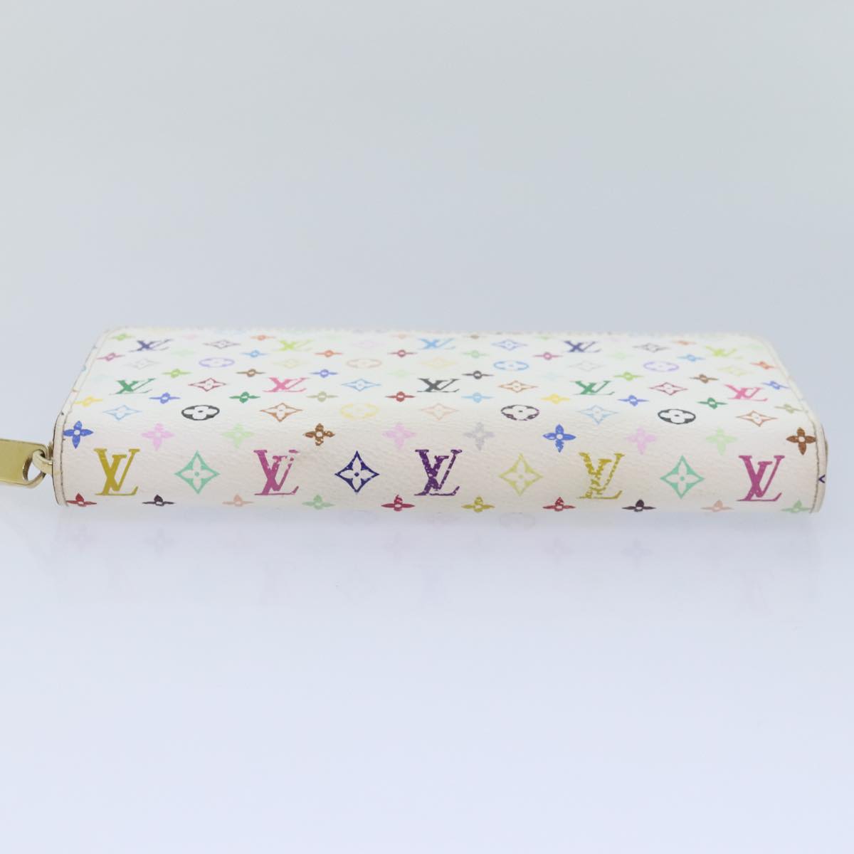 LOUIS VUITTON Monogram Multicolor Zippy Wallet White M60241 LV Auth 90036