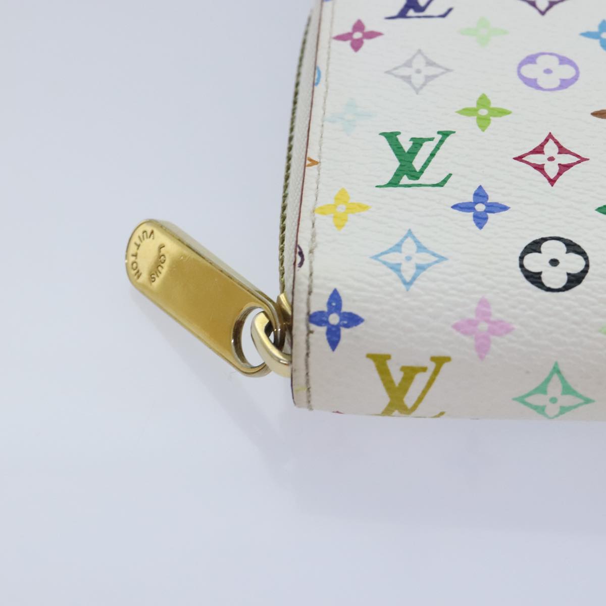 LOUIS VUITTON Monogram Multicolor Zippy Wallet White M60241 LV Auth 90036