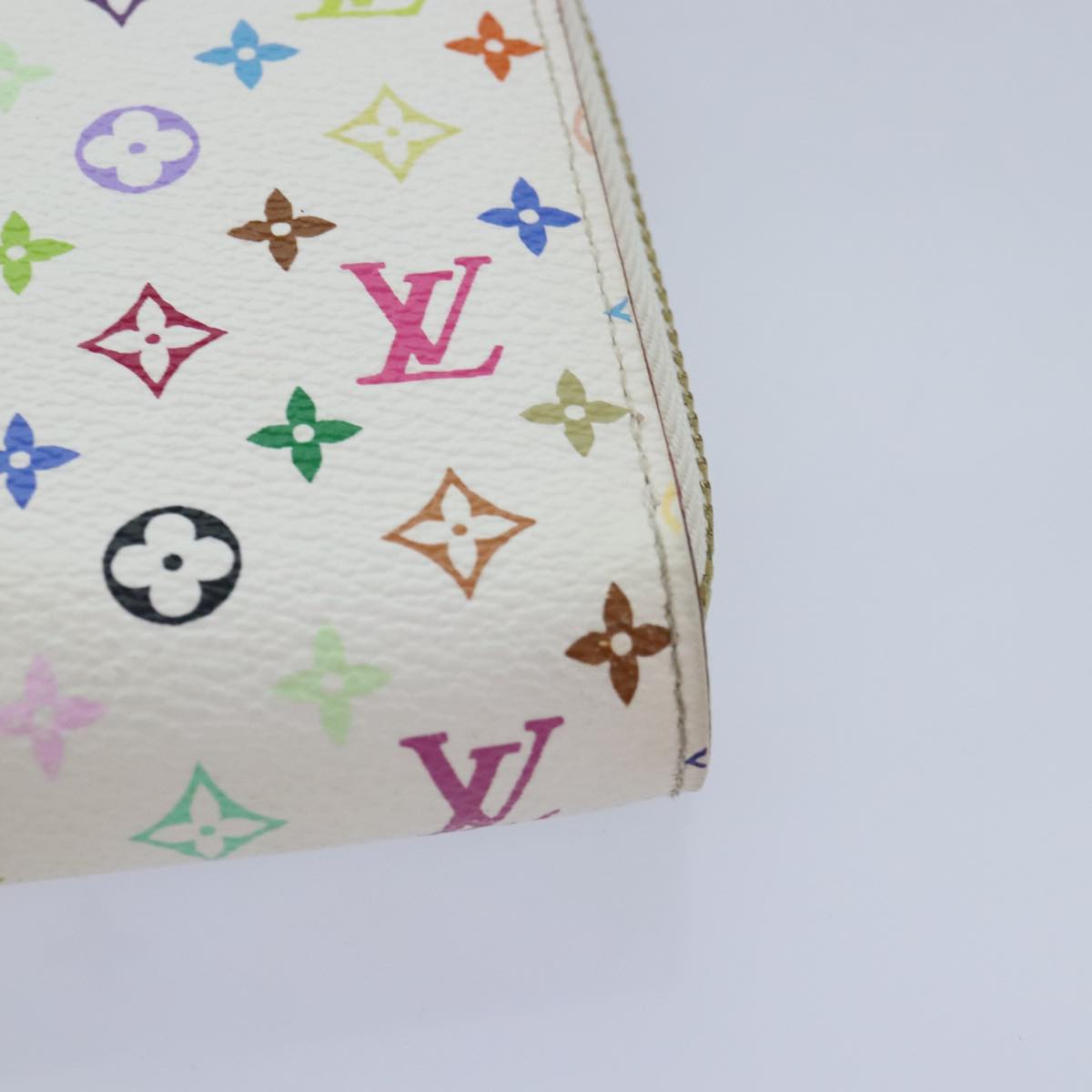 LOUIS VUITTON Monogram Multicolor Zippy Wallet White M60241 LV Auth 90036