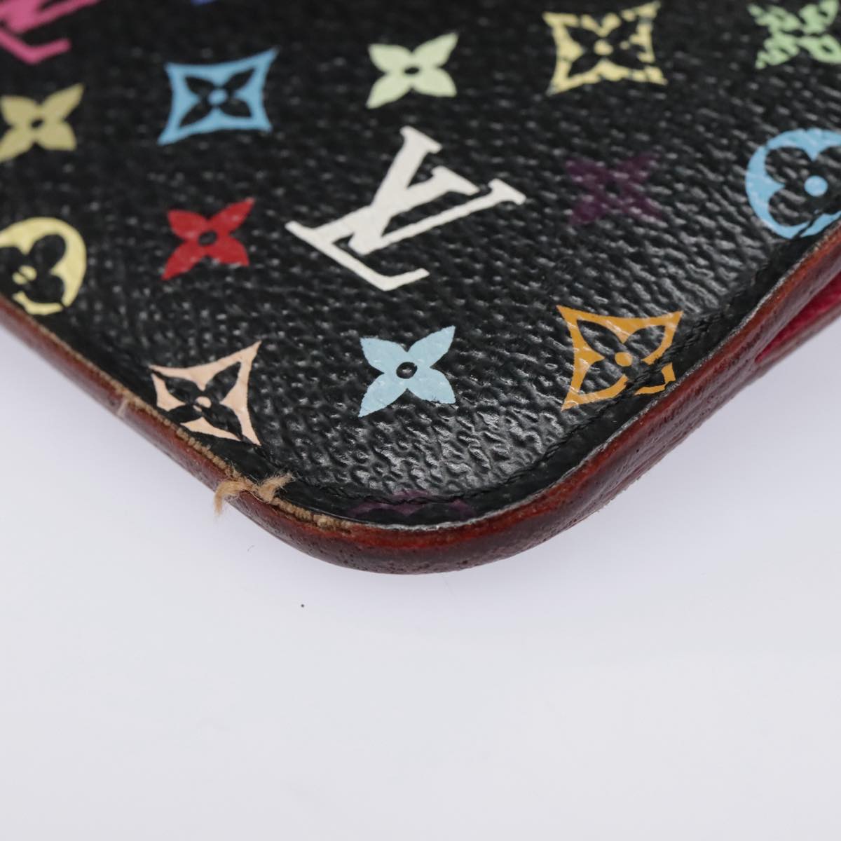 LOUIS VUITTON Monogram Multicolor Pochette Cles NM Purse Black M93735 Auth 90038