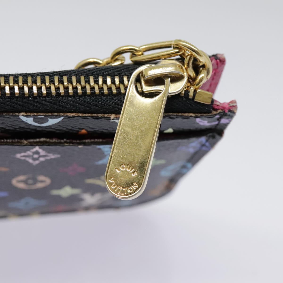 LOUIS VUITTON Monogram Multicolor Pochette Cles NM Purse Black M93735 Auth 90038