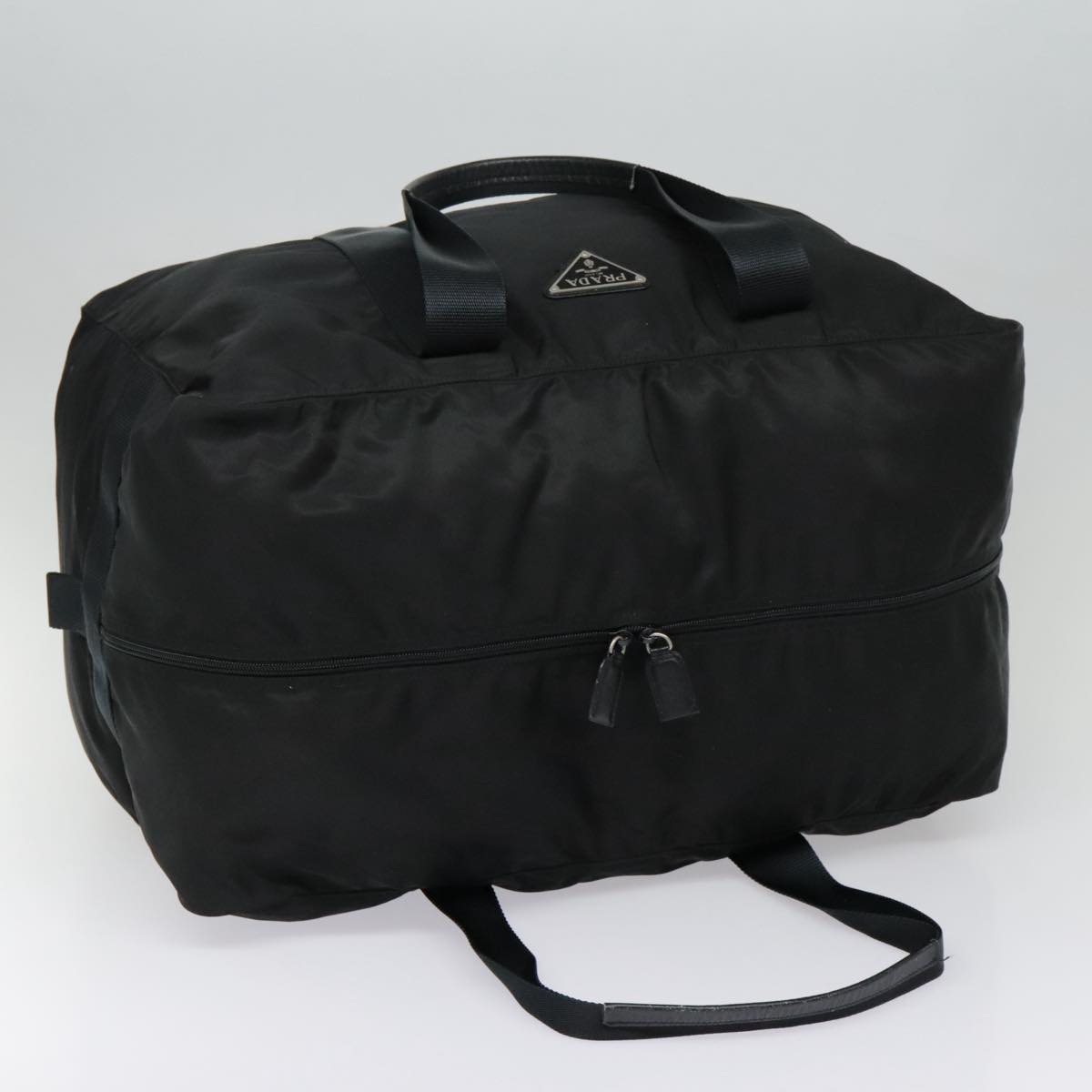 PRADA Boston Bag Nylon Black Auth 90048