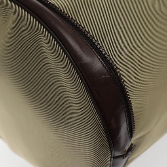 Salvatore Ferragamo Boston Bag Canvas Beige Silver Auth 90049