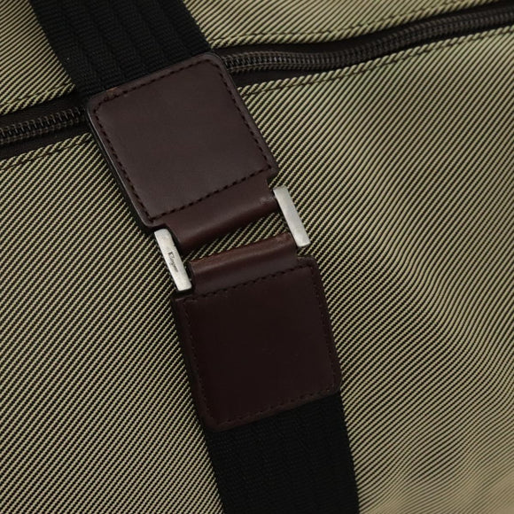 Salvatore Ferragamo Boston Bag Canvas Beige Silver Auth 90049