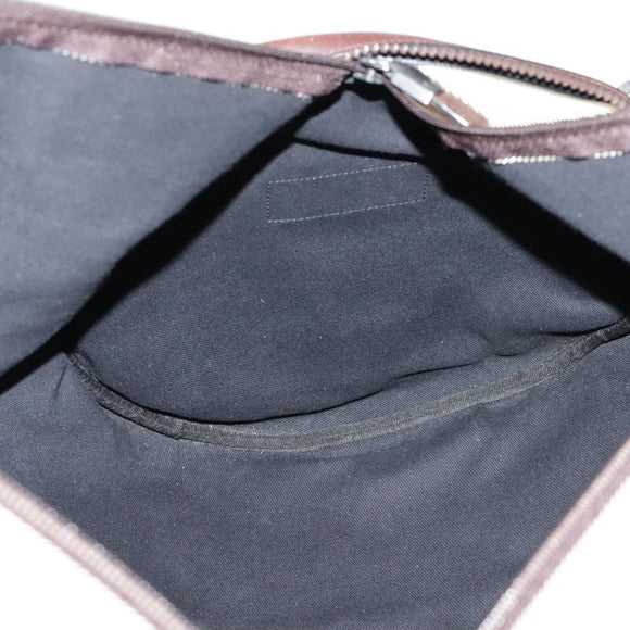 Salvatore Ferragamo Boston Bag Canvas Beige Silver Auth 90049