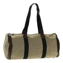 Salvatore Ferragamo Boston Bag Canvas Beige Silber Auth 90049-1