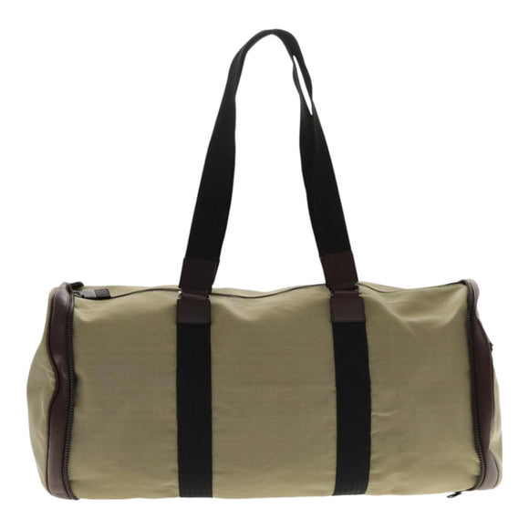 Salvatore Ferragamo Boston Bag Canvas Beige Silber Auth 90049