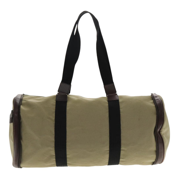 Salvatore Ferragamo Boston Bag Canvas Beige Silver Auth 90049