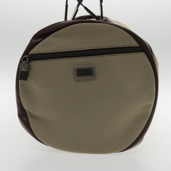 Salvatore Ferragamo Boston Bag Canvas Beige Silver Auth 90049