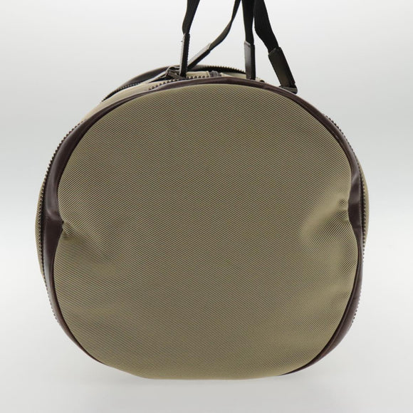 Salvatore Ferragamo Boston Bag Canvas Beige Silber Auth 90049