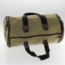 Salvatore Ferragamo Boston Bag Canvas Beige Silver Auth 90049-6