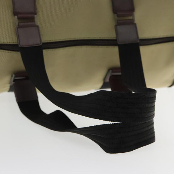 Salvatore Ferragamo Boston Bag Canvas Beige Silver Auth 90049