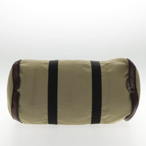 Salvatore Ferragamo Boston Bag Canvas Beige Silver Auth 90049