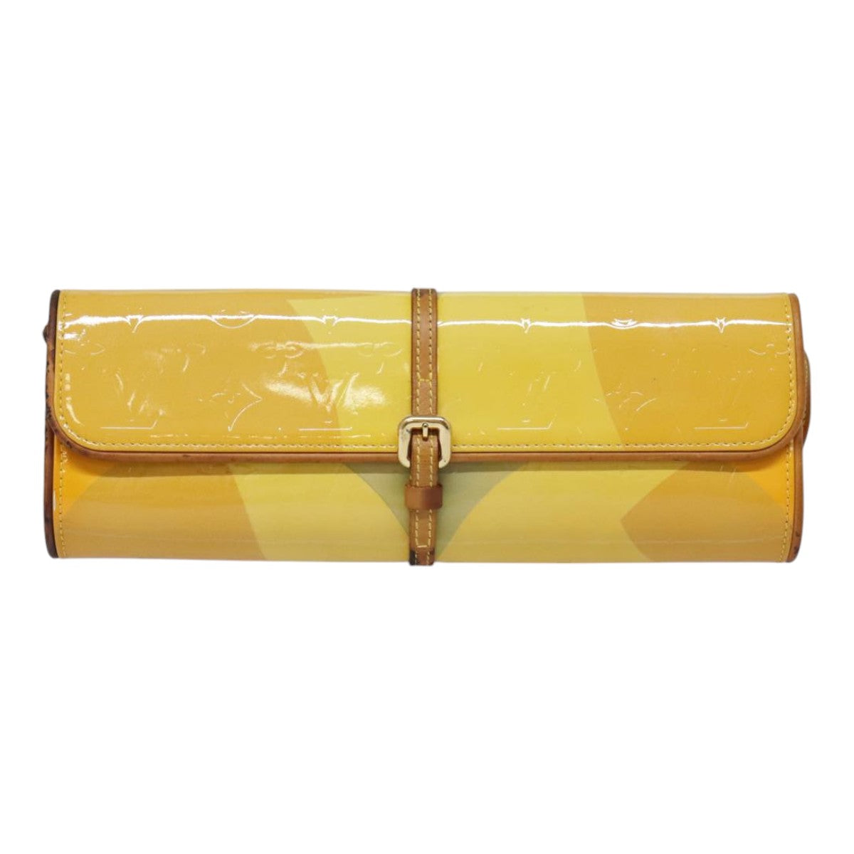 LOUIS VUITTON Monogram Vernis Pochette Fleur Bag Yellow M91118 LV Auth 90055 - 0