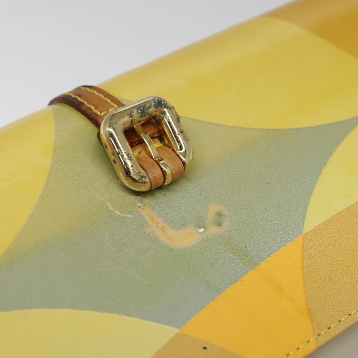 LOUIS VUITTON Monogram Vernis Pochette Fleur Bag Yellow M91118 LV Auth 90055