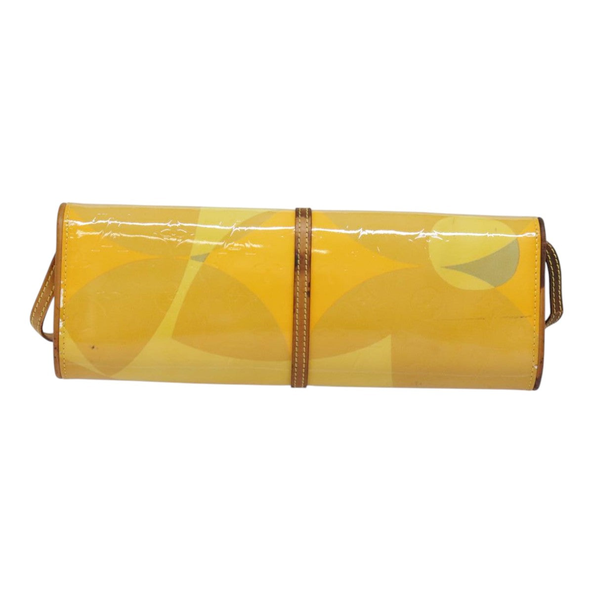 LOUIS VUITTON Monogram Vernis Pochette Fleur Bag Yellow M91118 LV Auth 90055