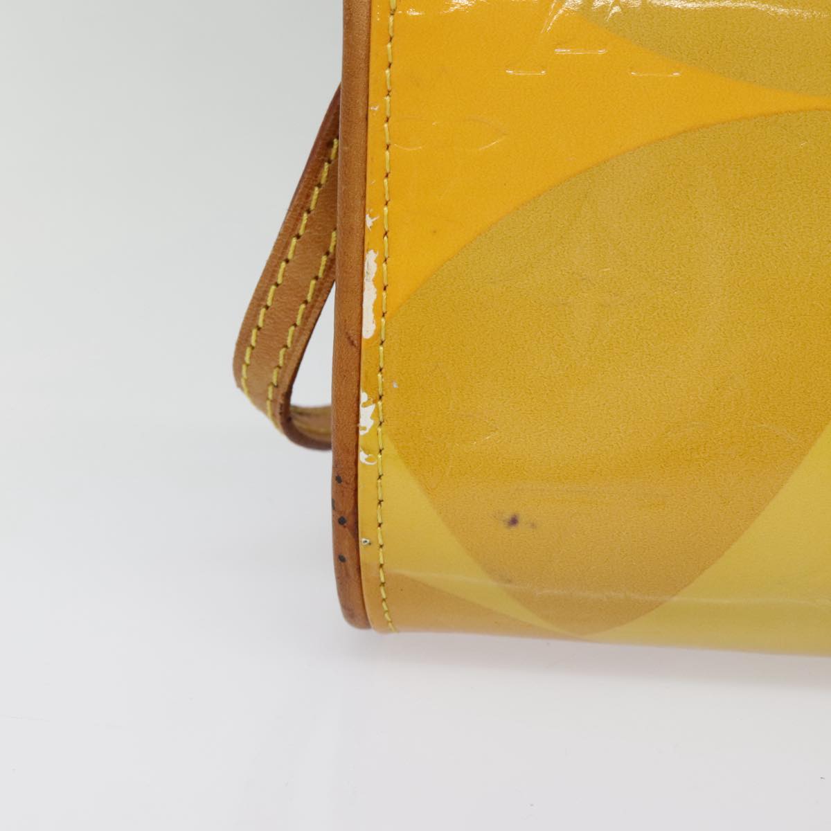 LOUIS VUITTON Monogram Vernis Pochette Fleur Bag Yellow M91118 LV Auth 90055