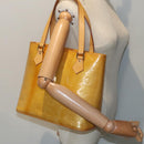 LOUIS VUITTON Monogram Vernis Houston Hand Bag Beige M91004 LV Auth 90153-26