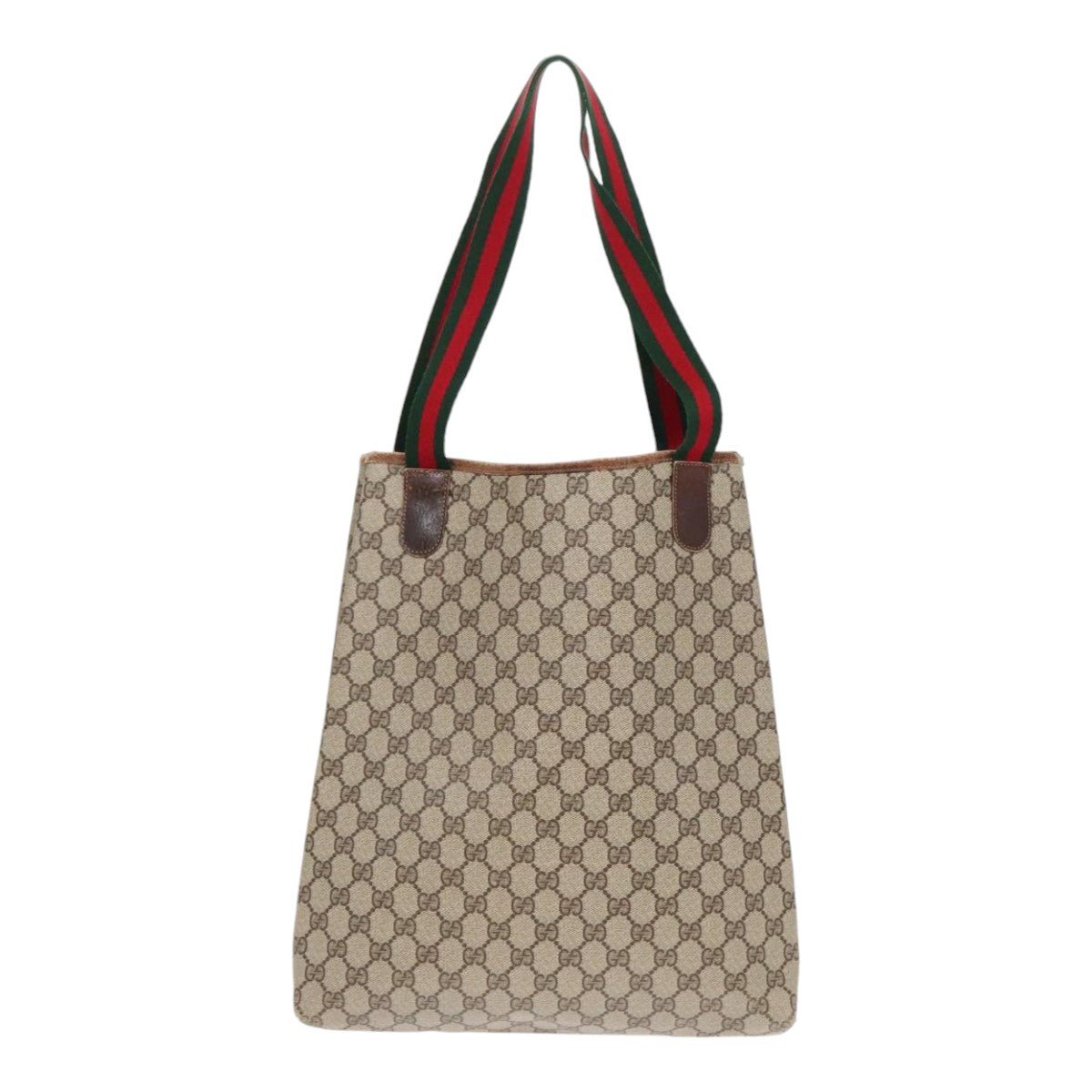 GUCCI GG Supreme Web Sherry Line Tote Bag PVC Beige 16 002 4487 Auth 90167