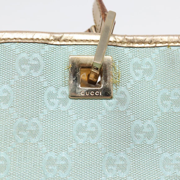 GUCCI GG Canvas Tote Bag Light Blue Gold 002 1099 Auth 90172