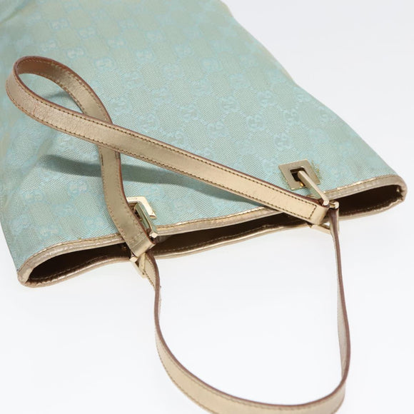 GUCCI GG Canvas Tote Bag Light Blue Gold 002 1099 Auth 90172